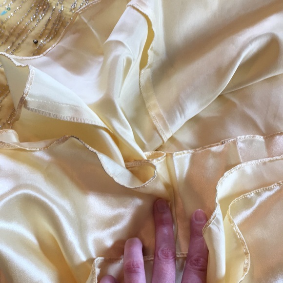 Vintage Y2K sparkly prom homecoming gown dress buttercup yellow beaded sequins - Picture 14 of 16